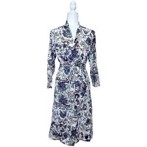 Peruvian Connection Pima Cotton Baroque Floral Robe Size XS Attached Tie Purple